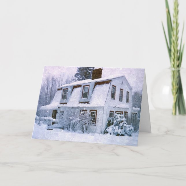 WINTER  COTTAGE MERRY CHRISTMAS HOLIDAY CARD (Front)