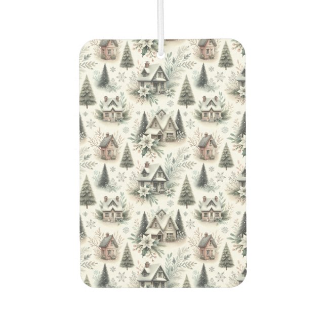 Winter Cottage Snowfall Pattern Air Freshener (Front)