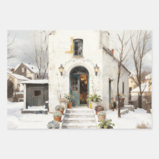 Winter Cottage Succulent Wrapping Paper