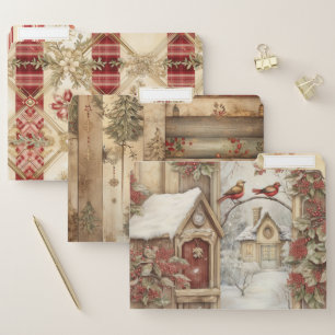 Winter Cottage Woodland Forest File Folder