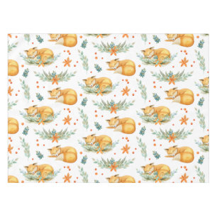 Winter Cottagecore Sleeping Fox Tablecloth