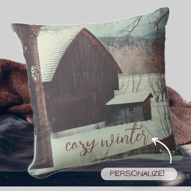 Winter country landscape throw pillow (Creator Uploaded)