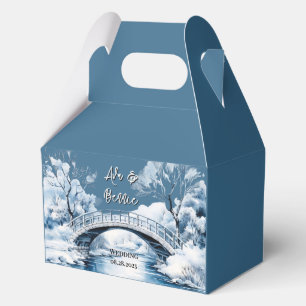 Winter Country Water Stream Bridge Wedding Custom Favor Boxes