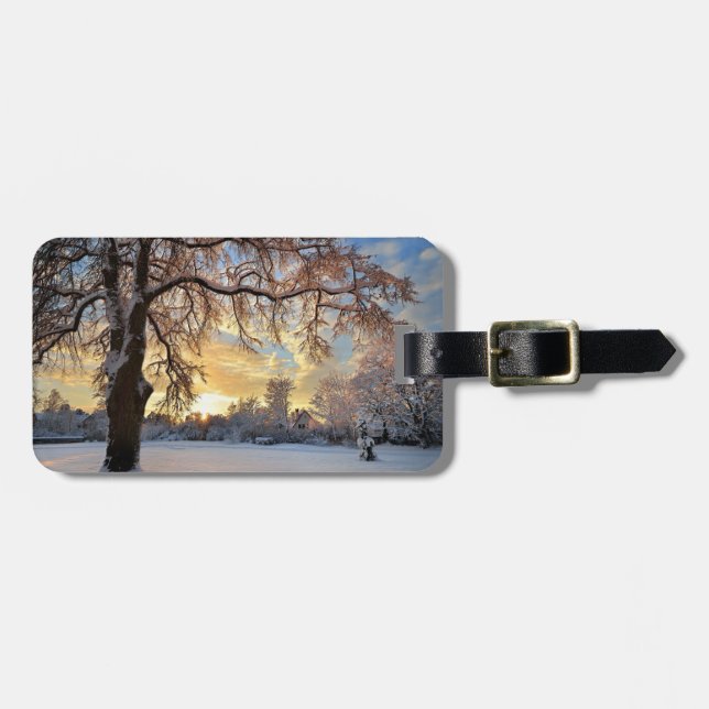 Winter Countryside In Latvia Luggage Tag (Front Horizontal)