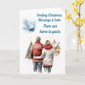 Winter couple editable Christmas card