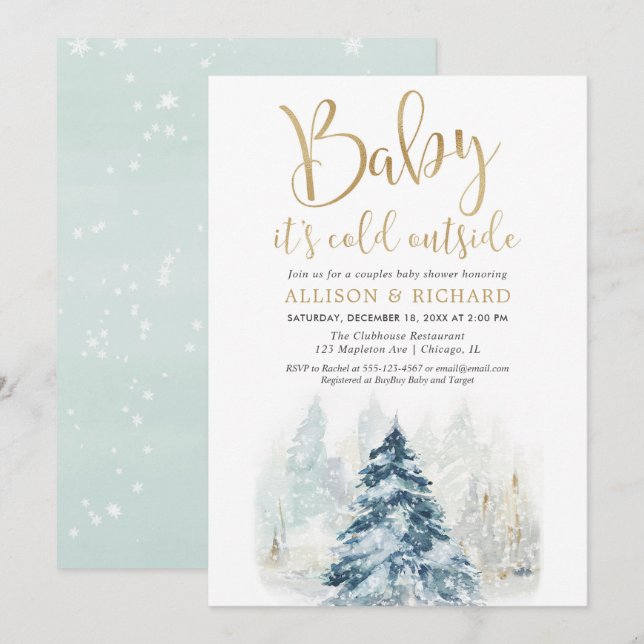 Winter couples baby shower Baby it's cold outside Invitation (Front/Back)