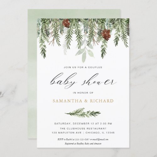 Winter couples baby shower gender neutral invitation