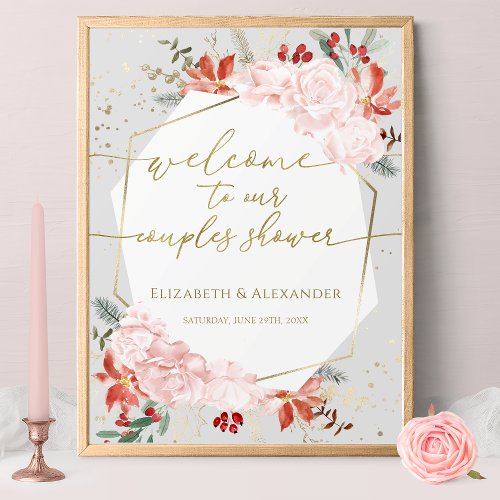 Winter Couples Shower Welcome Sign Gilded