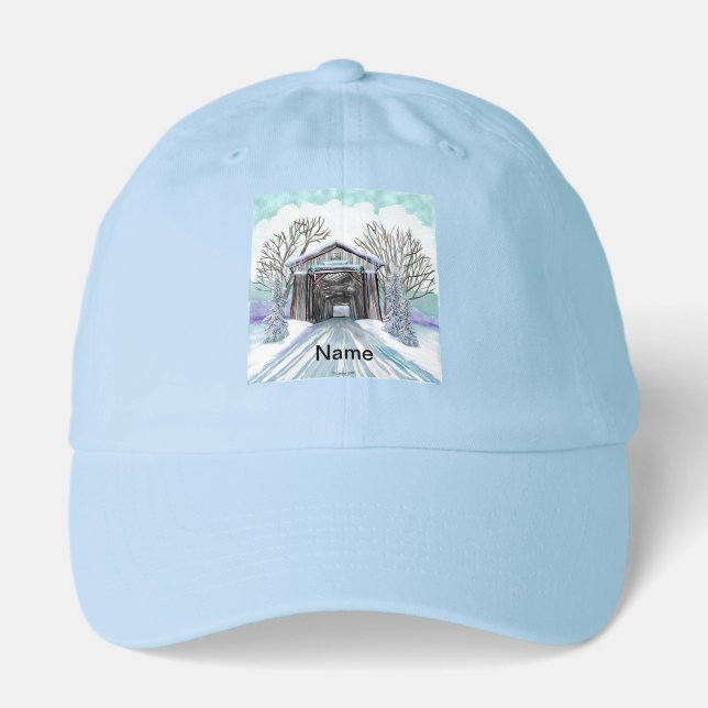 Winter Covered Bridge Hat (Front)