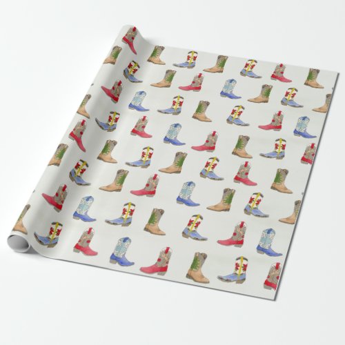 Winter Cowboy Boots Wrapping Paper