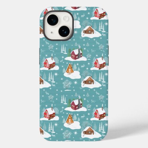 Winter Cozy Cabin Pattern Case_Mate iPhone 14 Case