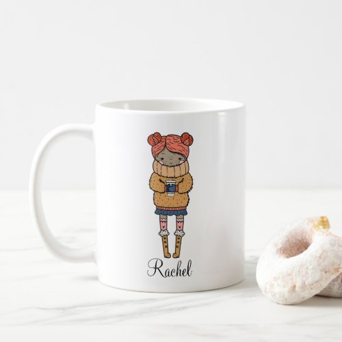 Winter Cozy Girl Holiday Personalized  Coffee Mug