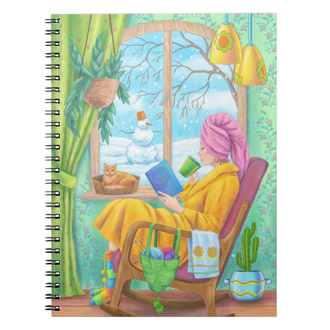 Winter cozy hand drawn home illustration notebook (Front)
