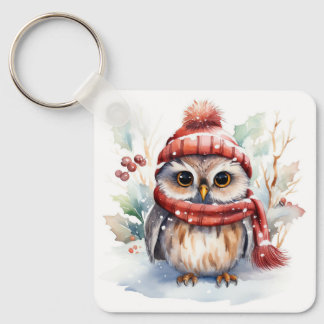 Winter cozy owl keychain