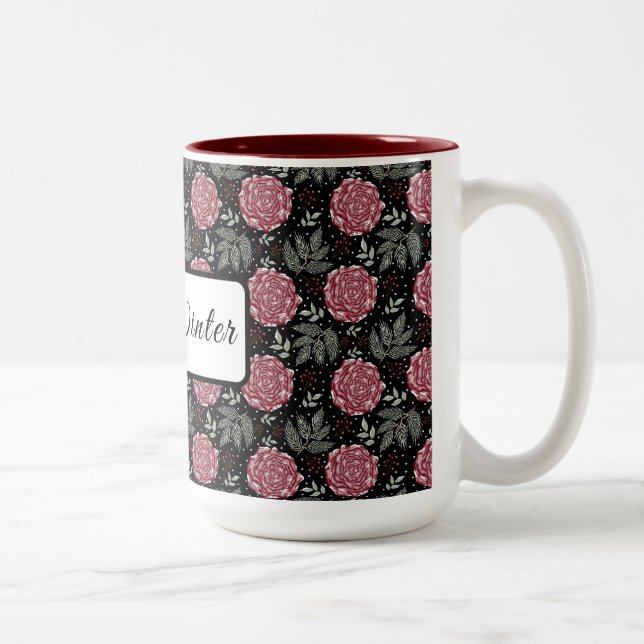 Winter Cozy Roses Floral Coffee Mug (Right)