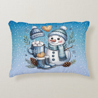 Winter Cozy Snowman Accent Pillow