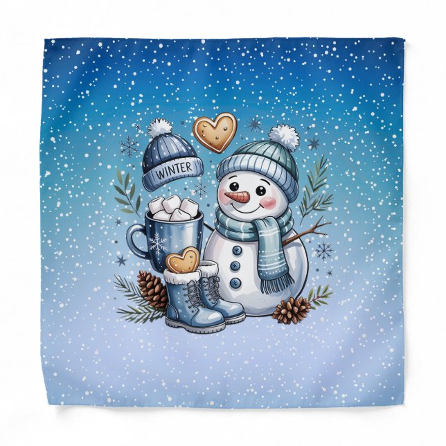 Winter Cozy Snowman Bandana (Front)