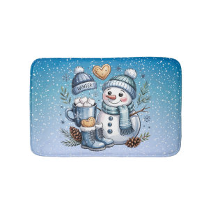 Winter Cozy Snowman Bath Mat