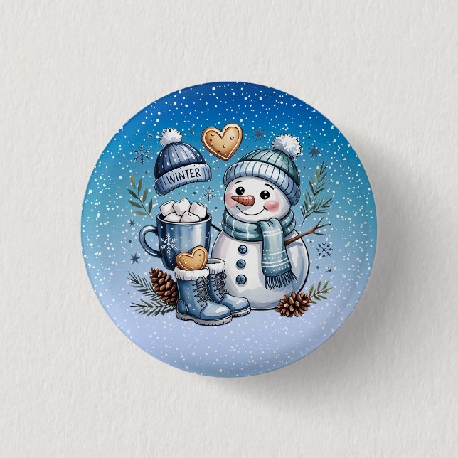 Winter Cozy Snowman Button (Front)