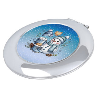 Winter Cozy Snowman Compact Mirror