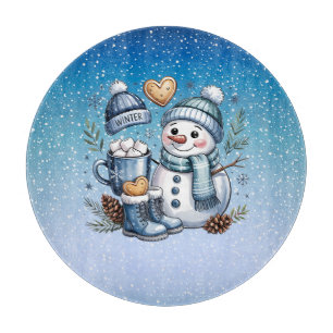 Winter Cozy Snowman Cutting Board