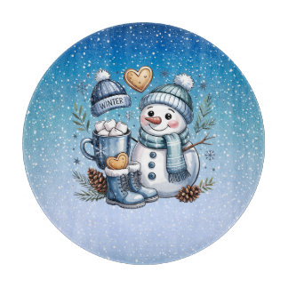 Winter Cozy Snowman Cutting Board