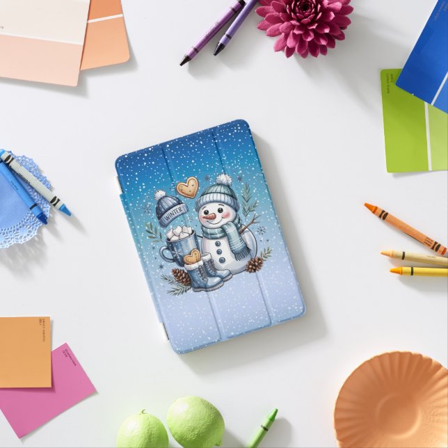 Winter Cozy Snowman iPad Mini Cover (In Situ)