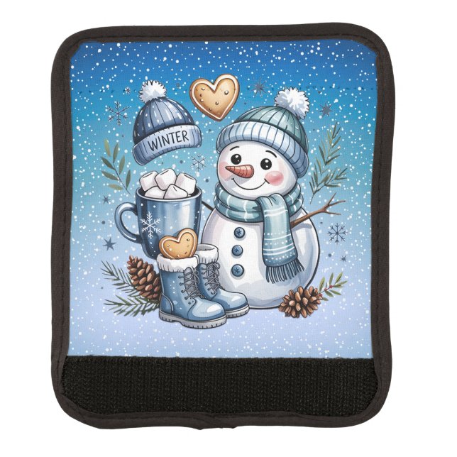 Winter Cozy Snowman Luggage Handle Wrap (Front)