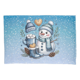 Winter Cozy Snowman Pillow Case