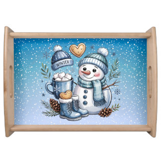 Winter Cozy Snowman Serving Tray