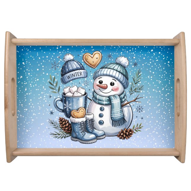 Winter Cozy Snowman Serving Tray (Front)