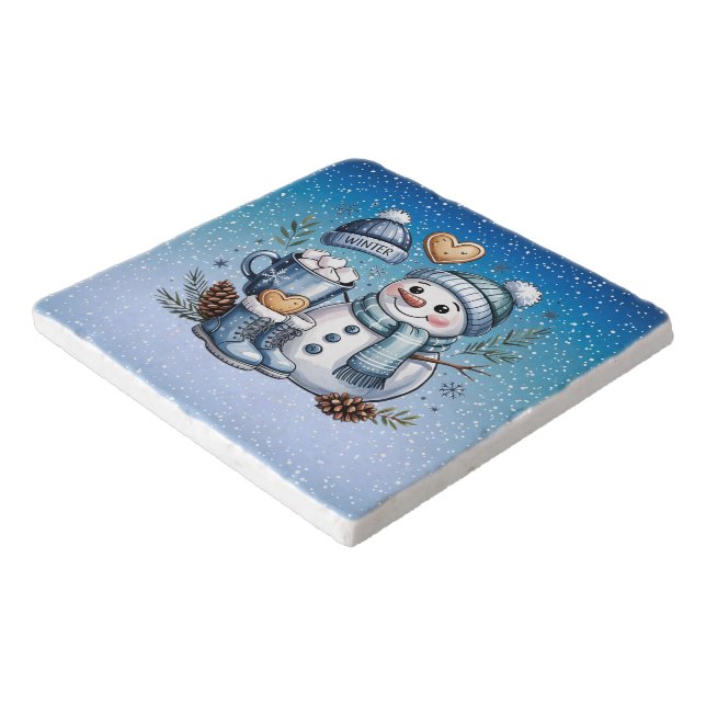Winter Cozy Snowman Trivet (Corner)