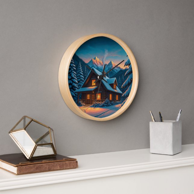 Winter / Cozy Winter Cabin Wall Clock (Office)