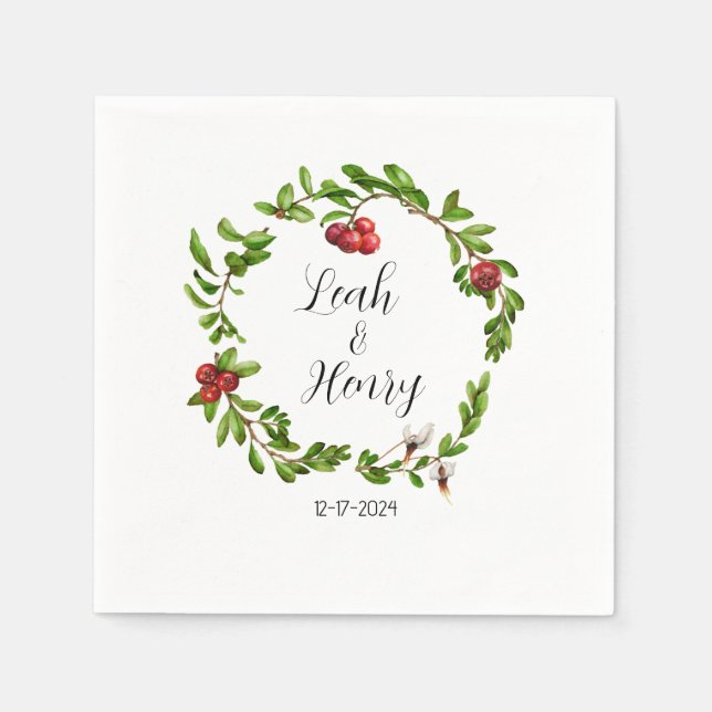 Winter Cranberry Cocktail Napkins (Front)