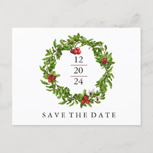 Winter Cranberry Save the Date Announcement Postcard