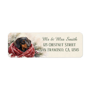 Winter Cranberry Watercolor Dachshund Label