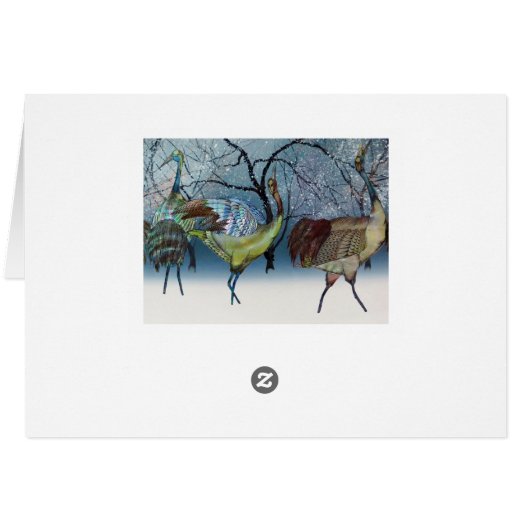 Winter crane birds in snow illustration  (Back Horizontal)
