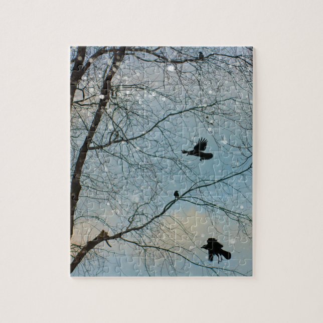 Winter Crows In Snow Jigsaw Puzzle (Vertical)