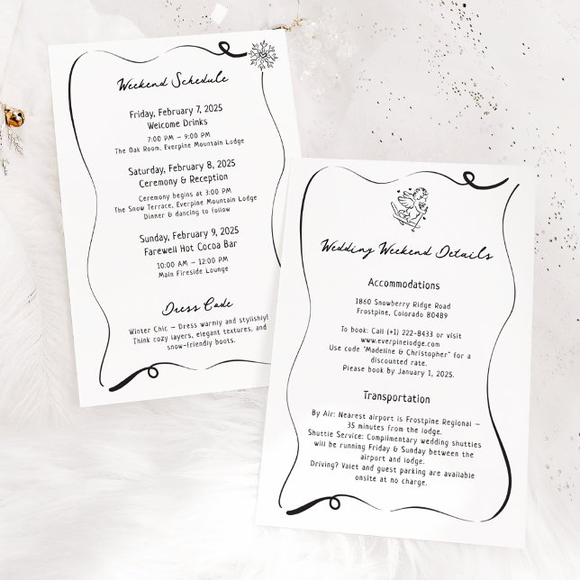 Winter Cupid Ski Wedding Details Card (Creator Uploaded)