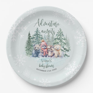 Winter Cute Animals Baby Shower Paper Plates
