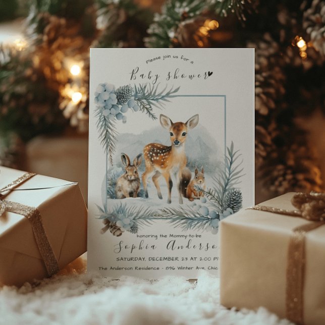 Winter Cute Animals Modern Baby Shower Invitation (Creator Uploaded)