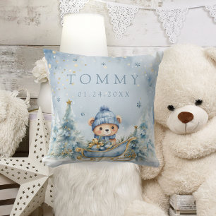 Winter Cute Bear Forest Baby Shower Gift Throw Pillow