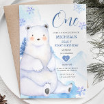 Winter Cute Bear Snowflake Forest First Birthday Invitation<br><div class="desc">Winter Cute Bear Snowflake Forest First Birthday Invitation
Christmas Bear Birthday Invite. Winter First Birthday Party. Cute Bear</div>
