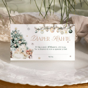 Winter Cute Polar Bear Baby Shower Diaper Raffle Enclosure Card