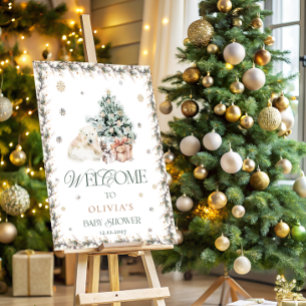 Winter Cute Polar Bear Baby Shower Welcome Foam Board