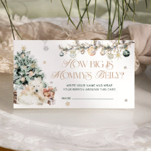 Winter Cute Polar Bear How Big Is Mommy's Belly Enclosure Card
