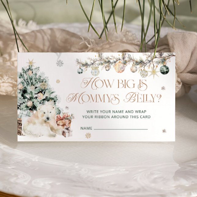 Winter Cute Polar Bear How Big Is Mommy's Belly Enclosure Card (Creator Uploaded)