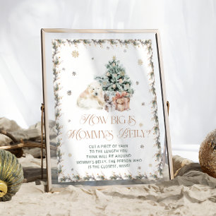 Winter Cute Polar Bear How Big is Mommy's Belly Poster