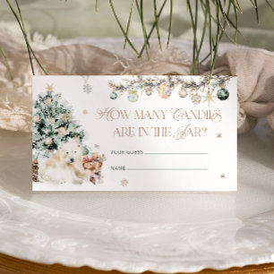 Winter Cute Polar Bear How Many Candies Enclosure Card