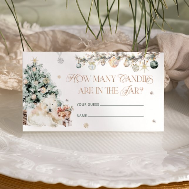 Winter Cute Polar Bear How Many Candies Enclosure Card (Creator Uploaded)